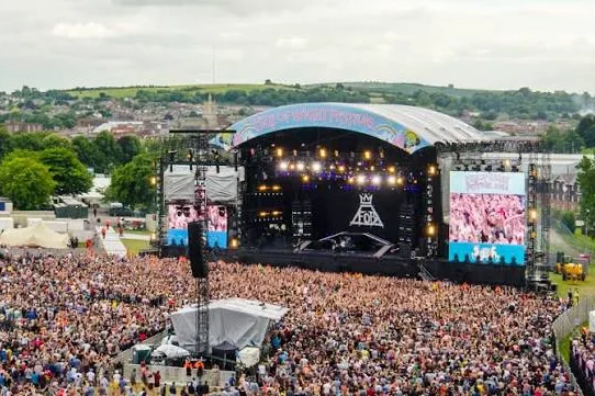 The Isle of Wight Festival main stage and crowd